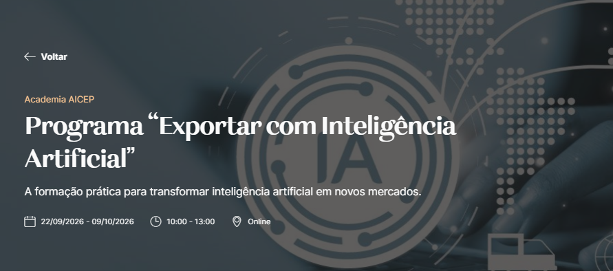 Imagem da notícia: AICEP realiza Programa “Exportar com Inteligência Artificial” online